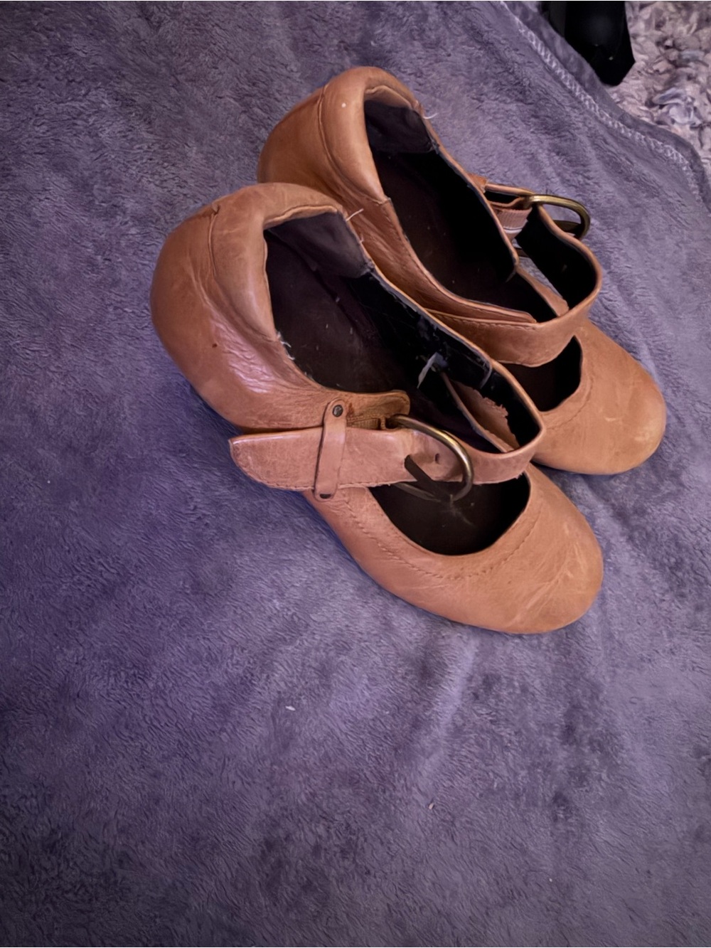 Othr Tan Mary Jane Heels with Buckle Strap